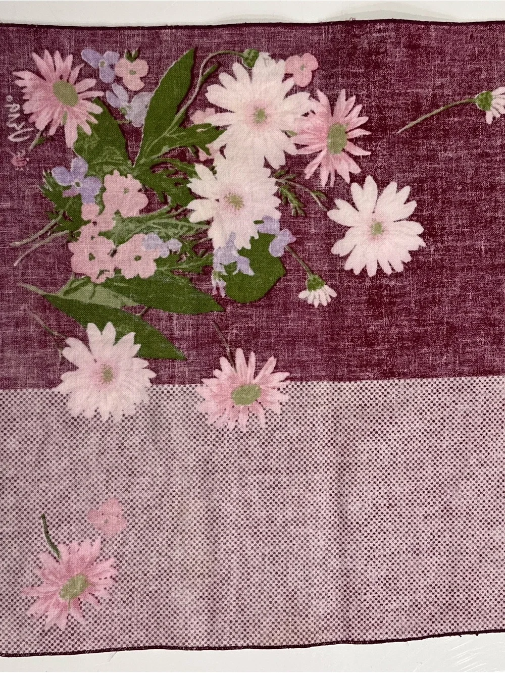 Vintage Vera Neumann Maroon Floral Cotton Cloth Napkins Set of 3
